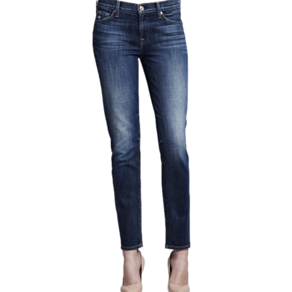 7 For All Mankind The Slim Cigarette Mid Rise Blue Jeans - Size 28